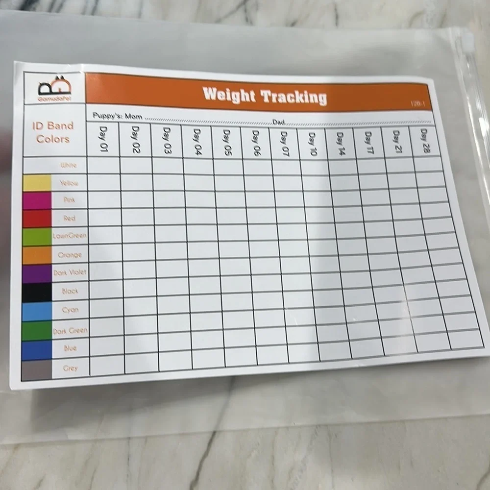 Puppy/dog collars and puppy vaccinations/weight tracking card
